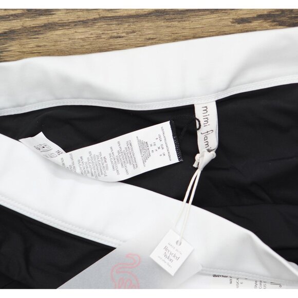 NWT Mimi Flamingo Layered Solids Brooke High Waist Swim Bottom Black / White 6 - Picture 7 of 7